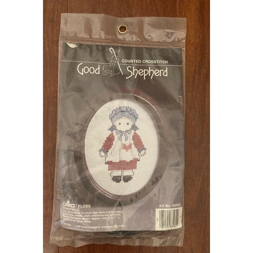 Vintage Good Shepherd Bonnet Doll Counted Cross Stitch Kit 1986